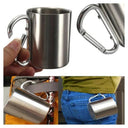 Portable Stainless Steel Camping Mug with Carabiner Handle