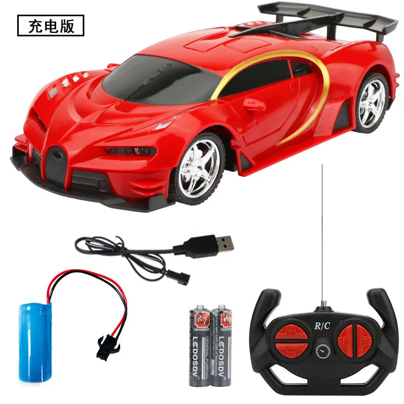 RC Cars 1:18 Bugatti Simulation Four-way Remote Control Toy Car - Anti-fall, Anti-collision, USB Charging - Children's Gift  ourlum.com   