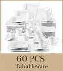 MALACASA Amparo 60-Piece White Porcelain Dinnerware Set