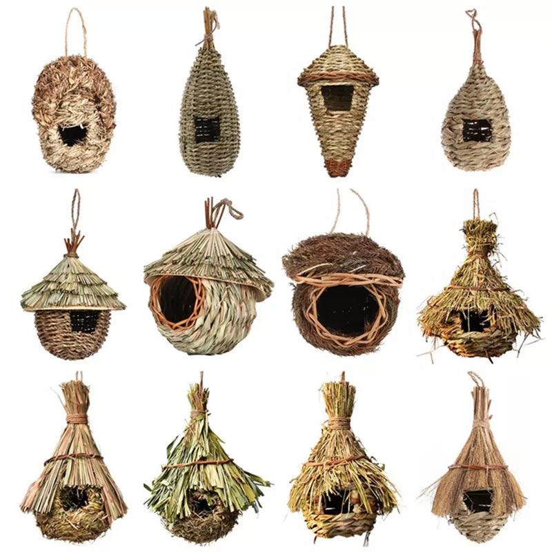 Birds Nest Hanging Grass Bird Cage: Rustic Decorative Parrot House  ourlum.com   