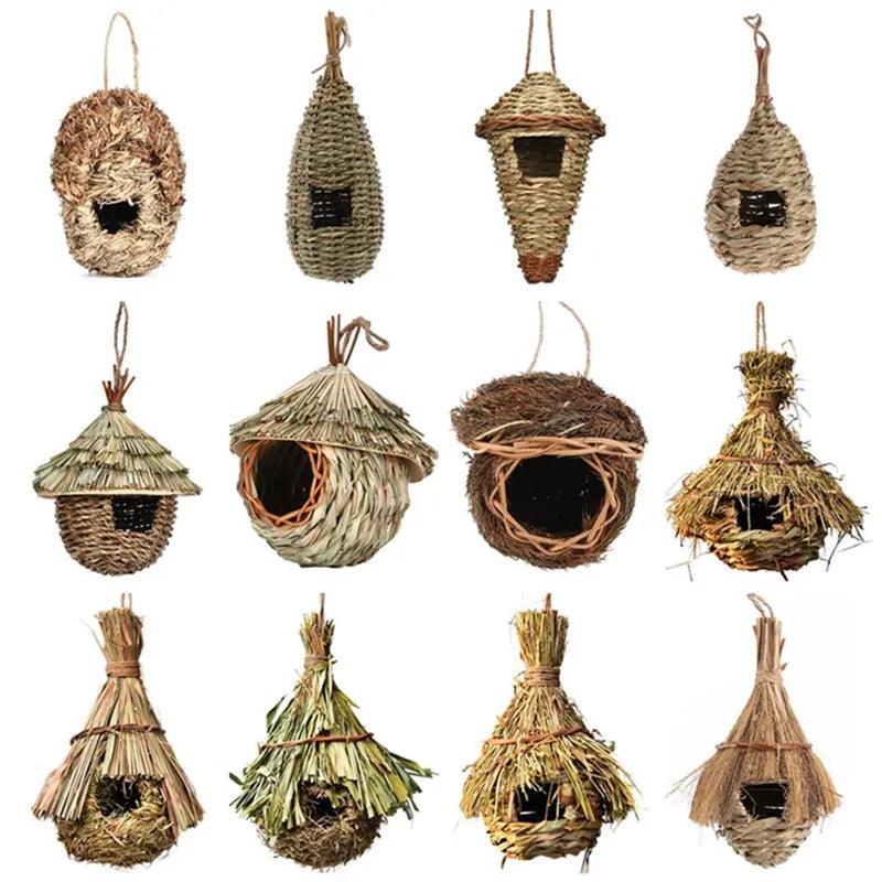 Natural Grass Hanging Bird Cage for Outdoor Decor - Eco-Friendly Bird Shelter  ourlum.com   