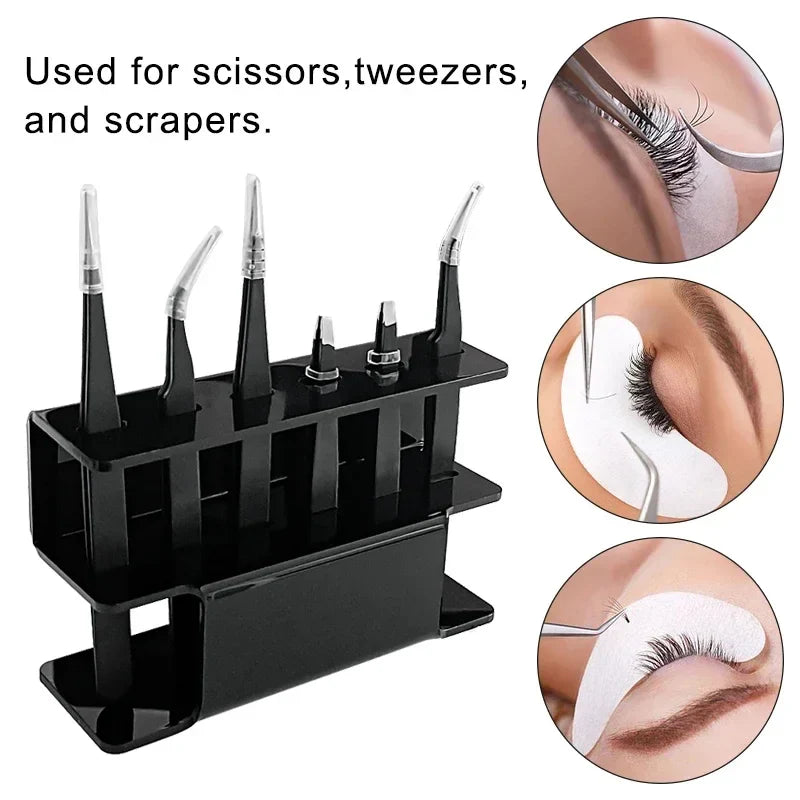 Acrylic Eyelash Tweezers Storage Holder Stand 6 Holes Convenient Tweezers Stand Shelf Hold Eyelash Extension Tattoo Makeup Tool  ourlum.com   