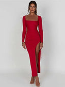 Mozision Elegant Long Sleeve Bodycon Maxi Dress Versatile Chic