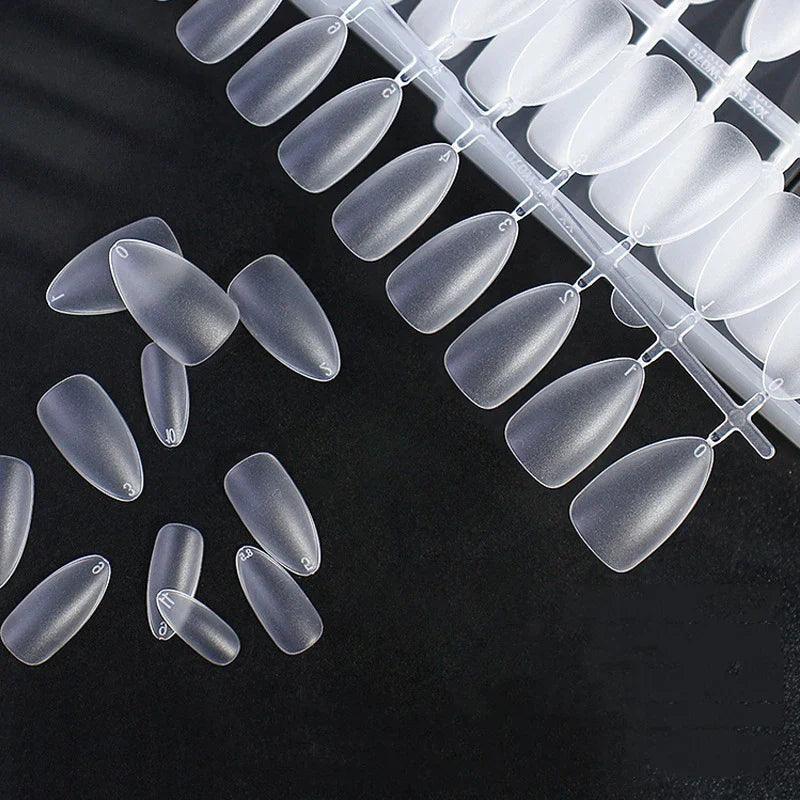 Petite Clear Acrylic Nail Tips Set: Matte Finish & Styling Kit with Frosted Look