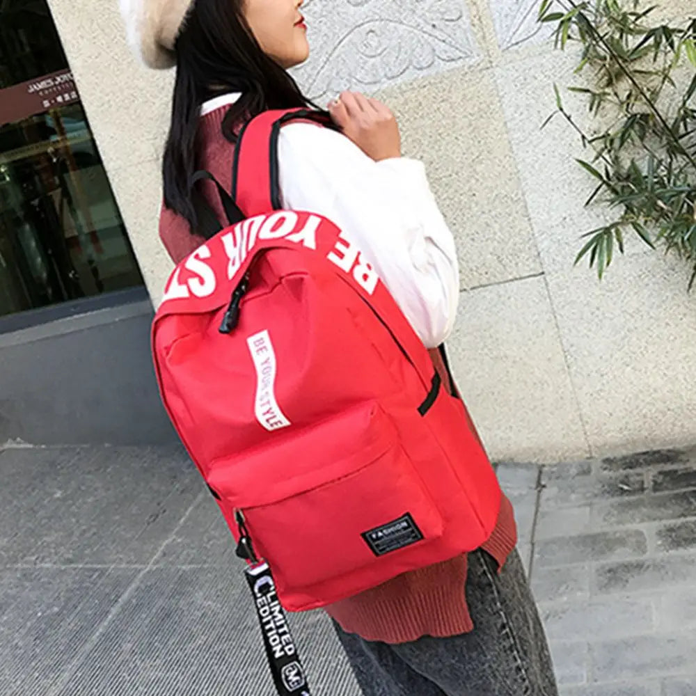Nylon Large Capacity Backpack Teenage Girls Pure Colour Schoolbag Women Men Waterproof Travel Rucksack Bags Student