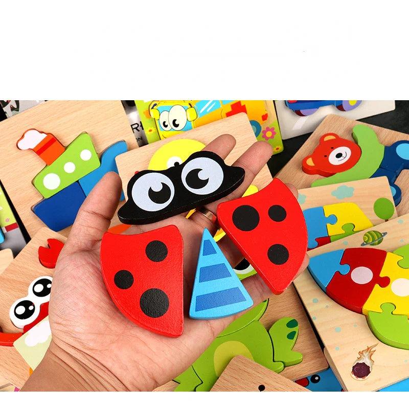 Baby Wooden Puzzles: Educational Cartoon Animals Intelligence Game  ourlum.com   