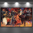 Abstract Music Jazz Band Female Singer Art Poster Canvas