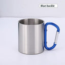 Portable Stainless Steel Camping Mug with Carabiner Handle