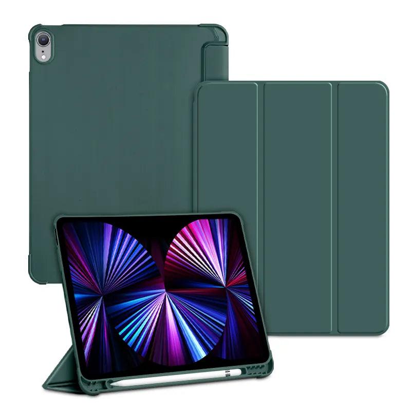 iPad Case With Pencil Holder: Stylish Smart Cover for iPad Protection  ourlum.com dark green ipad 7th Gen 10.2 