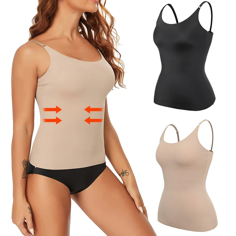 Seamless Tummy Control Camisole - Lightweight Body Shaper for Women in Nude & Black