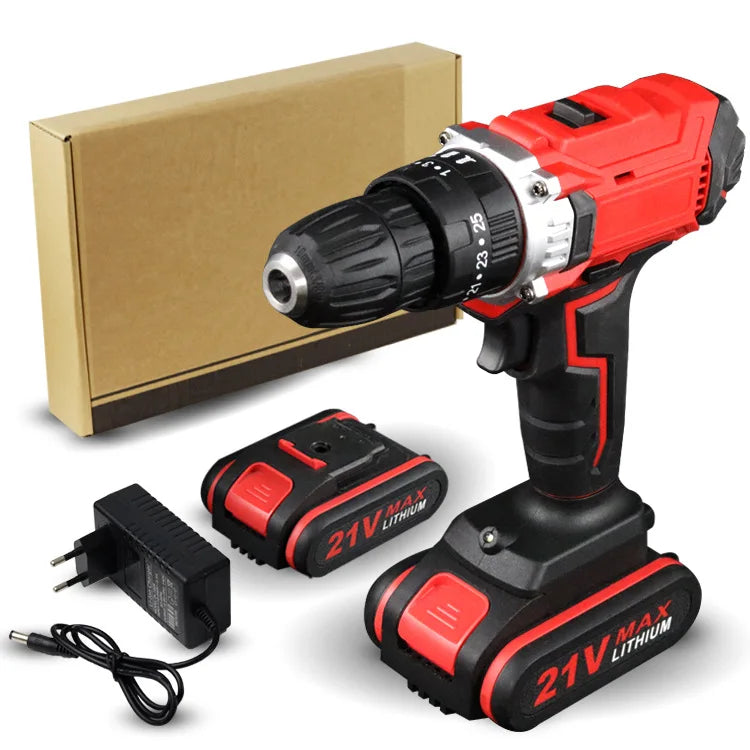 21V Electric Cordless Screwdriver 2 Functions Wireless Impact Drill Mini Lithium Battery Charging Hand DIY Electric Power Tools  ourlum.com   