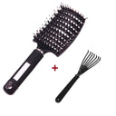 Hair Scalp Massage Comb Bristle Nylon Hairbrush Wet Curly Detangle  Anti-Static Hair Brush Professional Salon Hairdressing Style  ourlum.com A Black and Brush  