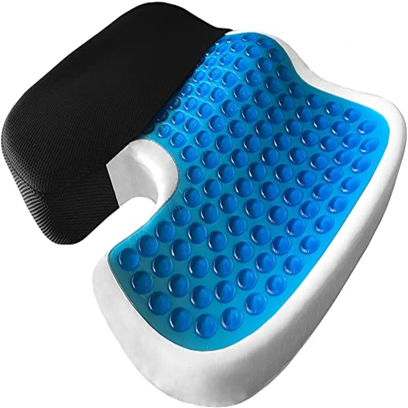 U-Shaped Gel Memory Foam Coccyx Cushion for Healthy Sitting - Breathable Travel Seat Pillow for Car and Office