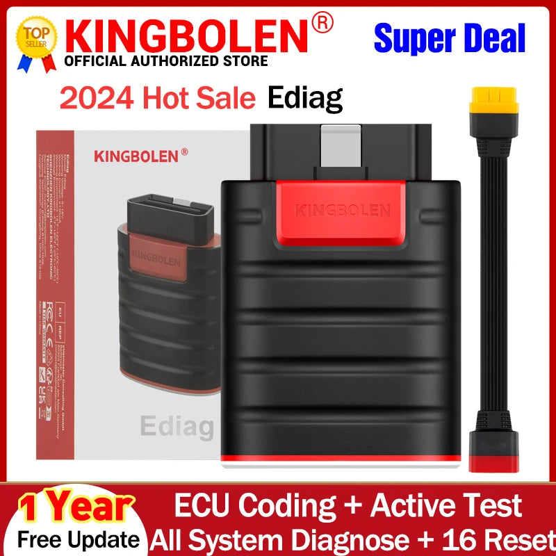 Kingbolen Ediag V1.23.004 Advanced OBD2 Scanner with Free Updates - Comprehensive Vehicle Diagnostics, ECU Programming & 16 Reset Features