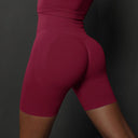 Booty-Lifting Seamless Yoga Shorts for Women - High Waist Fitness Gym Wear  ourlum.com Wine Red S 