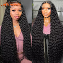 34 Inch Curly Lace Front Wig HD Transparent Deep Wave Hair