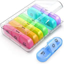 7 Days Pill Medicine Box Weekly Tablet Holder Storage Organizer Container Case Pill Box Splitters Pill Case Organizer  ourlum.com Colorful Transparent  