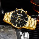 Men's Stainless Steel Calendar Quartz Watch Elegant Timepiece