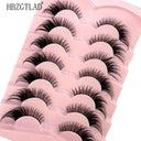 NEW 7Pairs Lashes manga Lashes 3D Clear Band Lashes Natural Look Wispy Mink Eyelashes Fluffy Cat Eye Lashes Pack Fake Eyelashes  ourlum.com 7pairsLF09  