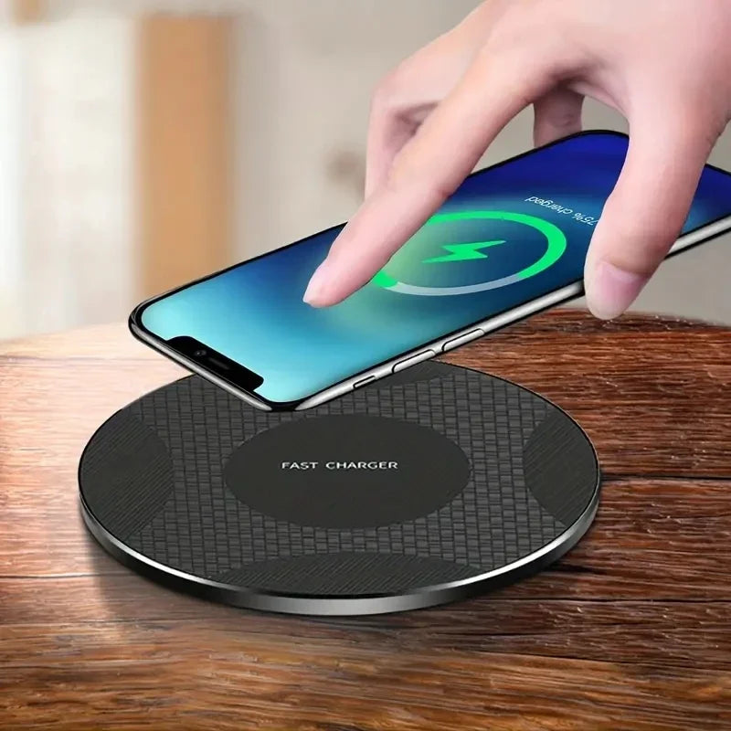 10W Wireless Charger Pad Stand Desktop Ultra-thin Mobile Phone Fast Charging Dock Station For iPhone 14 13 12 11 Samsung