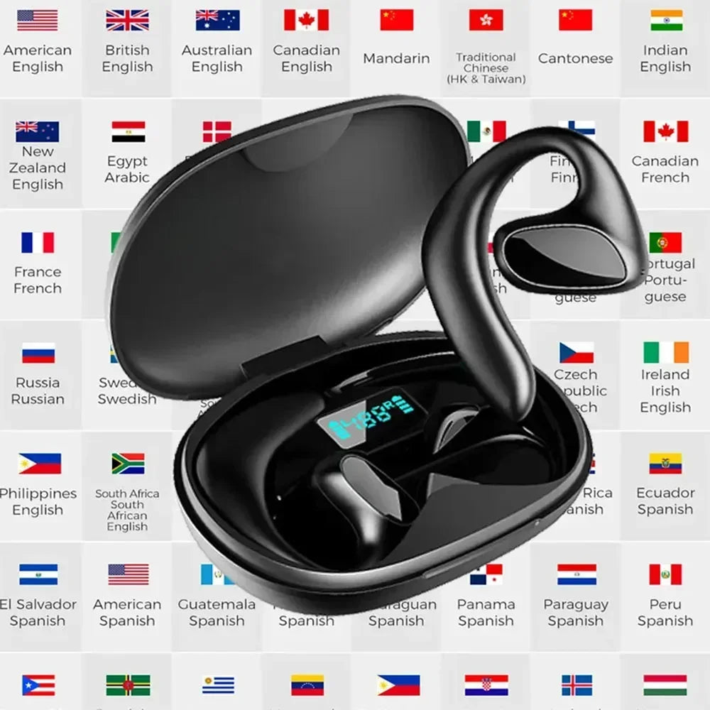 Wireless Translator Earbuds BT Headphones with Microphones Charging Case 4 Modes Support Real-time Translation in 144 Languages