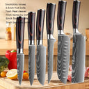 Professional Damascus Kitchen Knife Set with Santoku Cleaver