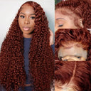 250% Density Reddish Brown Kinky Curly Lace Front Wig