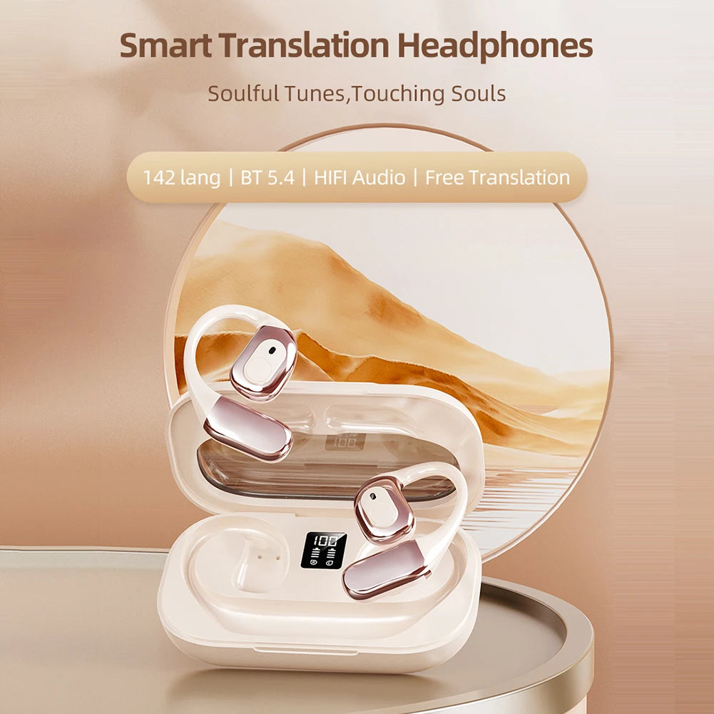 For T23 Languages Translator Earbuds 142 Languages BT 5.4 Translation Earphones Translator Headset for Business Travel New 2024