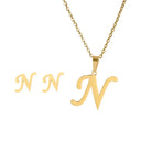 Fashion Stainless Steel Alphabet Initial Necklace Set For Women