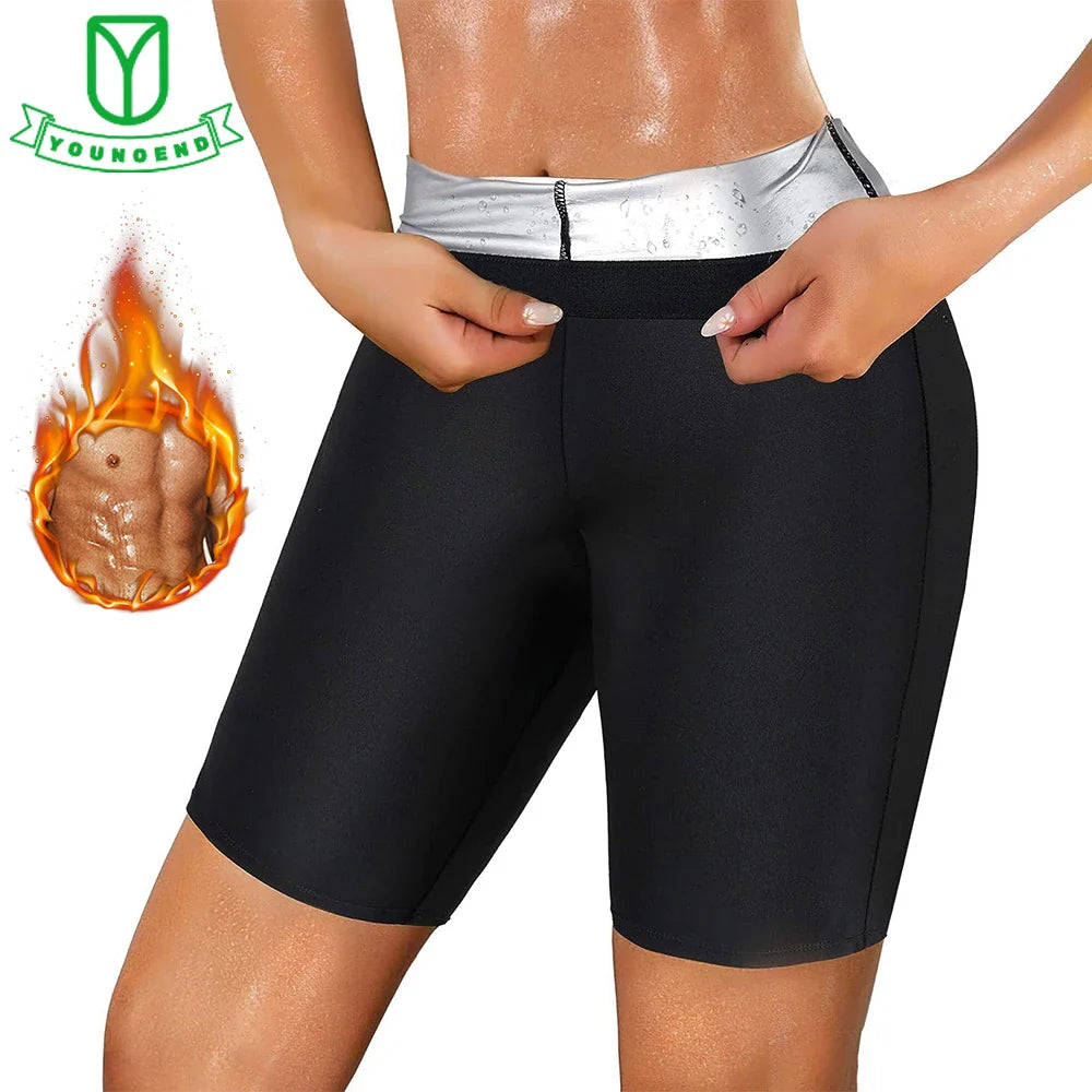 High Waist Sauna Compression Shorts for Women - Slimming Workout Shaper Thighs