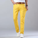 Spring Men's Slim Jeans Classic Style Straight Elasticity Cotton Denim Pants Male Brand Wine Red Black White Trousers