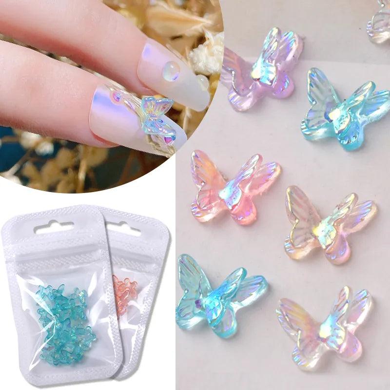 Auroras Butterfly 3D Nail Art Jewelry: Unique Acrylic Beads Manicure Kit