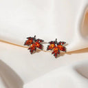 Vintage Red Maple Leaf Crystal Earrings for Timeless Elegance