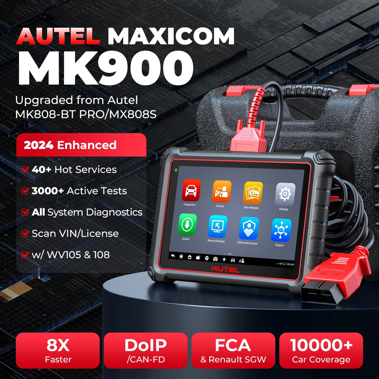 Autel MaxiCOM MK900 OBD2 Scanner with DoIP & CAN FD for Comprehensive Vehicle Diagnostics and Key Coding