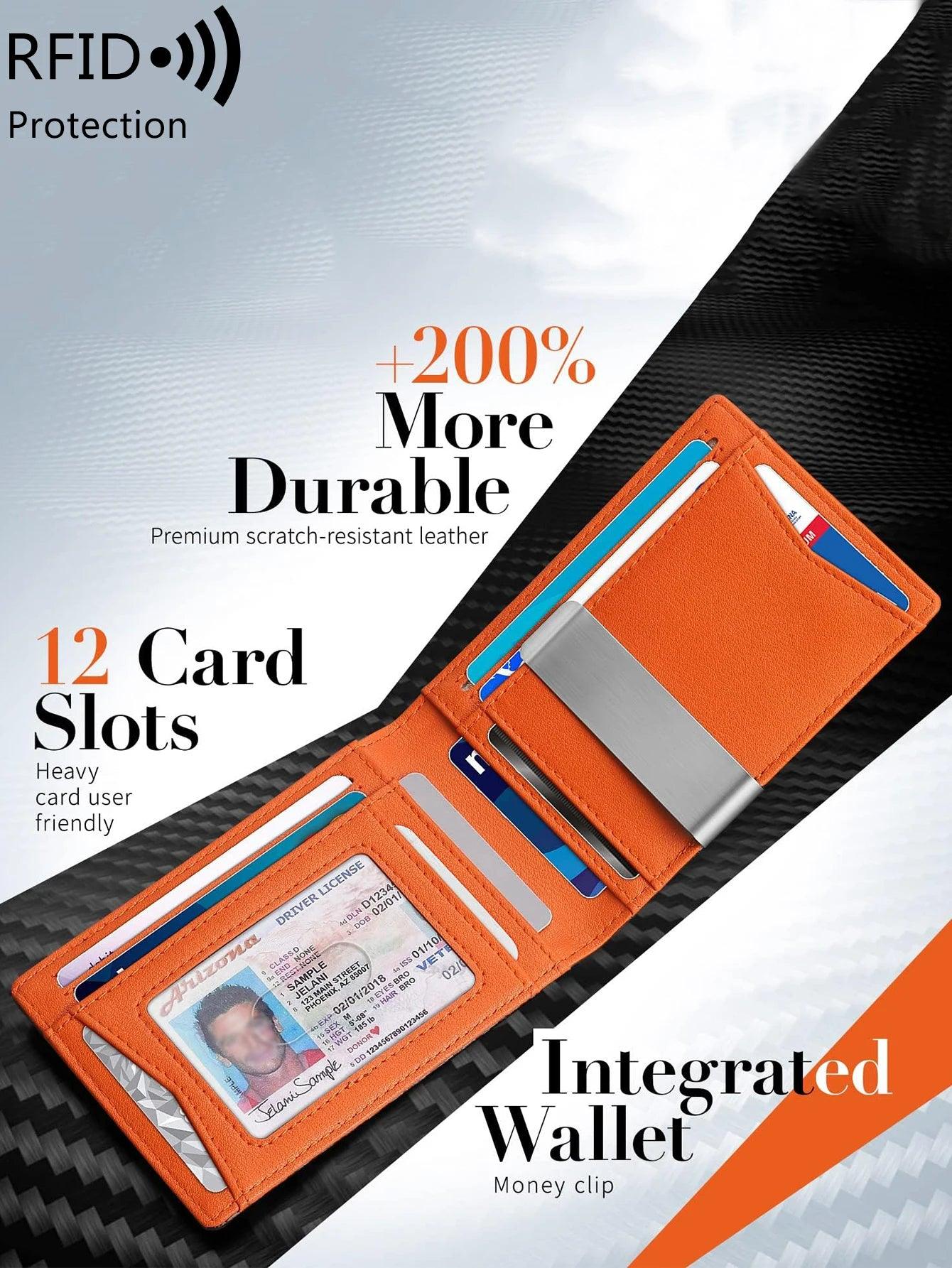 Sleek men's RFID blocking card holder with 12-card capacity  ourlum.com   
