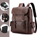 2023 Men Backpack PU Leather Bagpack Large Laptop Backpacks