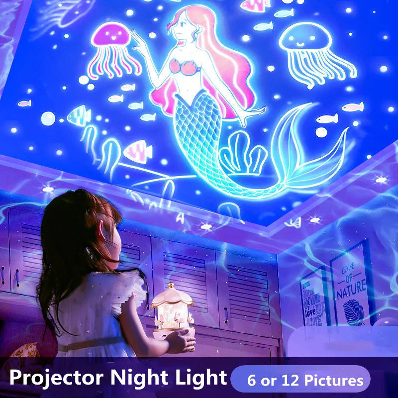 Starry Projector Night Light Rotating Sky Moon Lamp Galaxy Lamp Home Bedroom Decoration Starlight Christmas Lights for Kids Gift  ourlum.com   