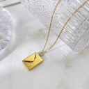 Love Letter Envelope Pendant Necklace Customized Stainless Steel Jewelry for Valentine Day Mother Day Gift