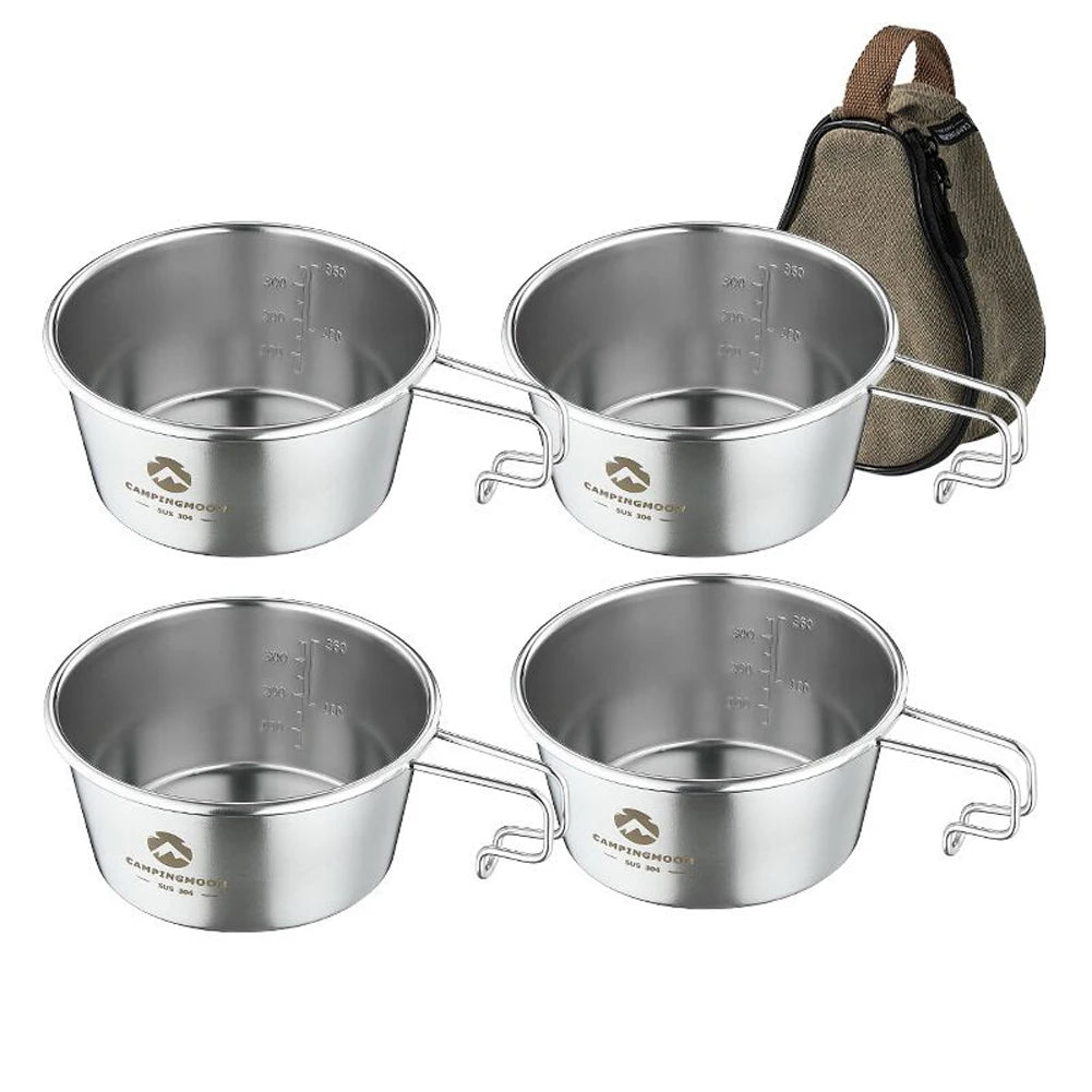 Portable 450ml Stainless Steel Sierra Bowl for Camping, Hiking, and Picnics with Storage Bag