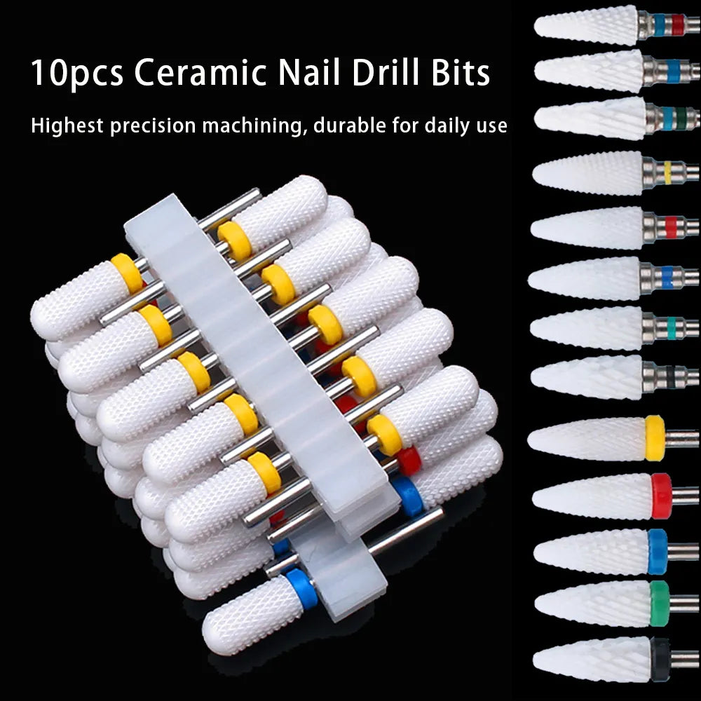 Ceramic Nail Drill Bits Set: Precision Milling and Filing Kit