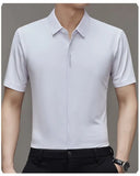 High End Mulberry Silk Men Short Sleeve Business Shirt