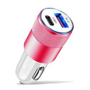 66W USB Car Charger with Type C Fast Charging for Xiaomi Huawei PD & More - Car Adapter with Cigarette Lighter Socket  ourlum.com Pink  