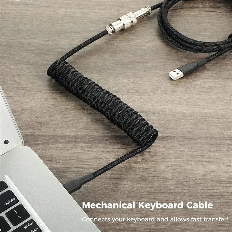 3M Type C Mechanical Keyboard Coiled Cable with Aviation Connector and Telescopic Connection  ourlum.com   