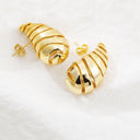 Vintage Gold Teardrop Earrings - Stainless Steel Statement Drops