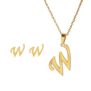 Fashion Stainless Steel Alphabet Initial Necklace Set For Women