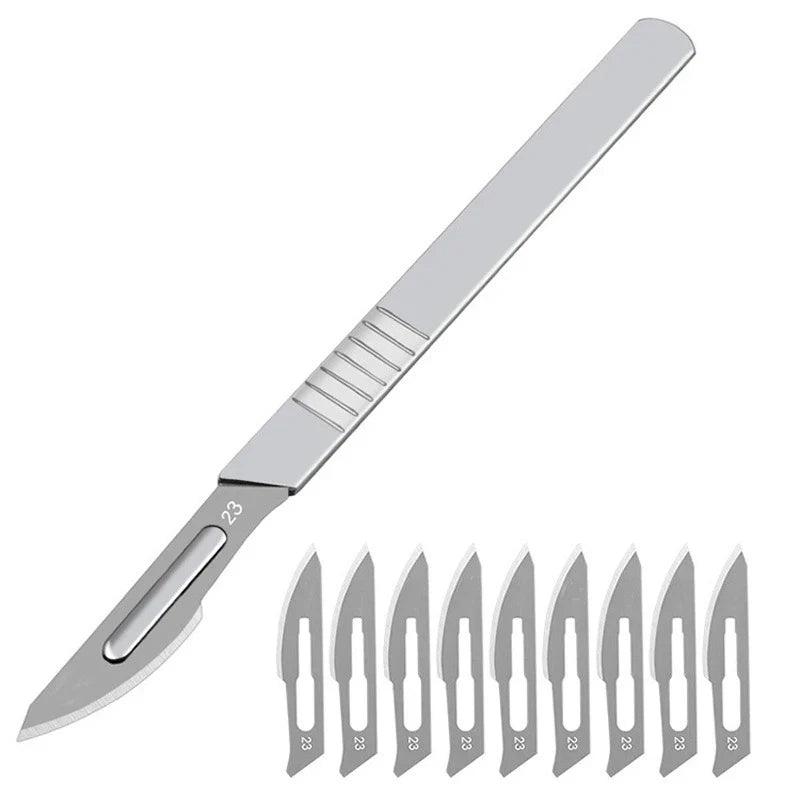 Carbon Steel Carving Scalpel Blades Handle DIY Cutting Surgical Knife Kit  ourlum.com   