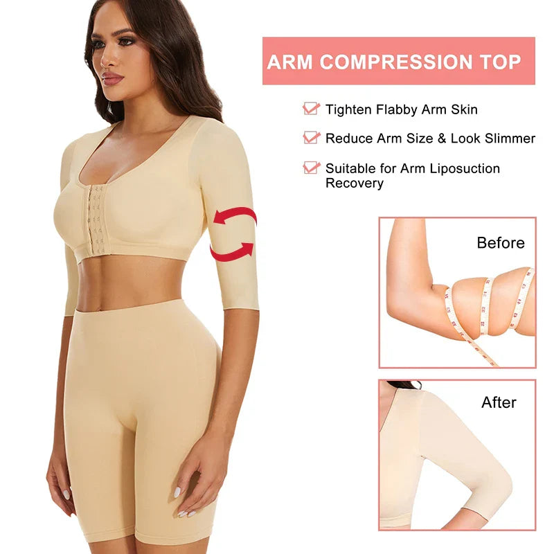 Post-Surgery Women's Body Shaper with Arm Support and Back Compression Top