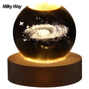 USB LED night light, Galaxy Crystal Ball lamp, 3D planet moon lamp, home decoration  ourlum.com Milky Way-A  