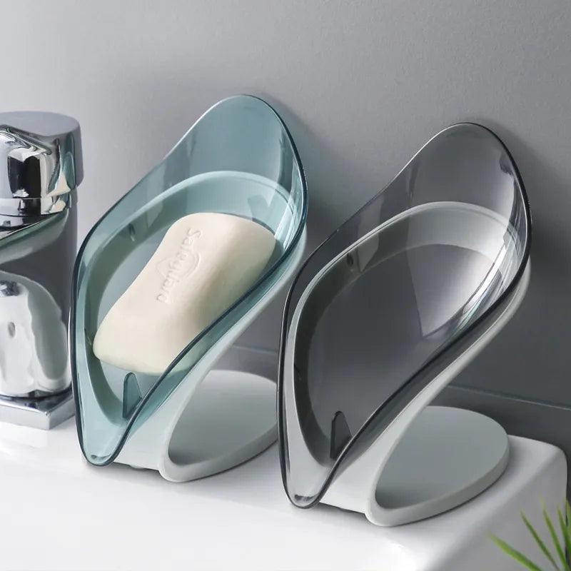 Leaf Design Bathroom Soap Holder with Drainage and Self-Suction Feature  ourlum.com   