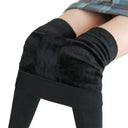 Cozy Winter Velvet Leggings - High Waist Stretch Leggings for Women  ourlum.com black S 